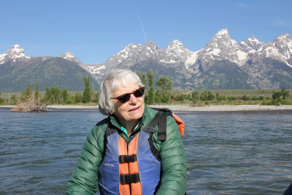 Barker-Ewing Co-founder Barbara Barker enjoys a float trip on the Snake River.